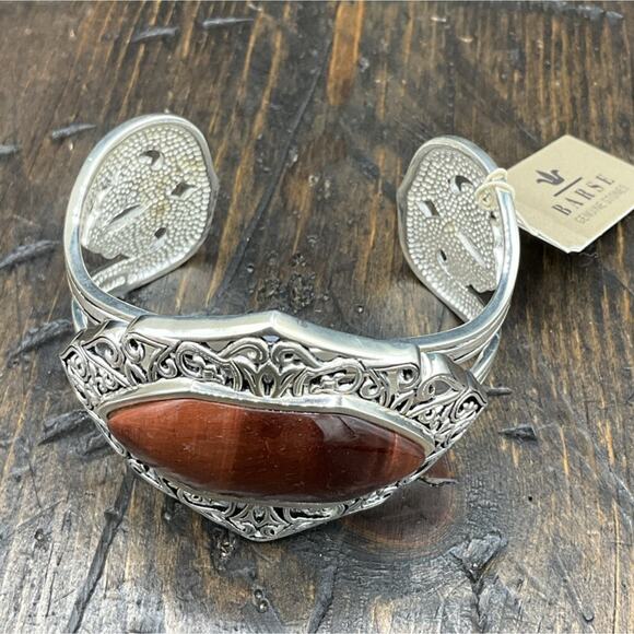 Barse Flourish Cuff Bracelet-Red Tigers Eye- Silver- NWT main image 4
